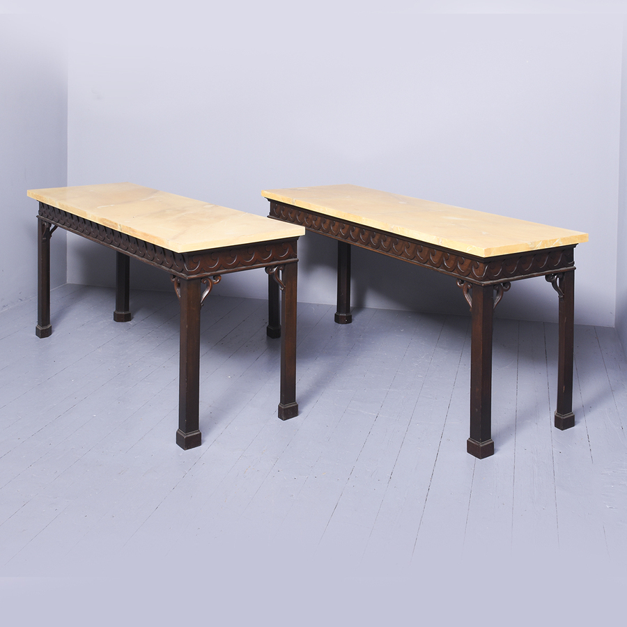 Antique Pair of Chippendale Style Serving Tables