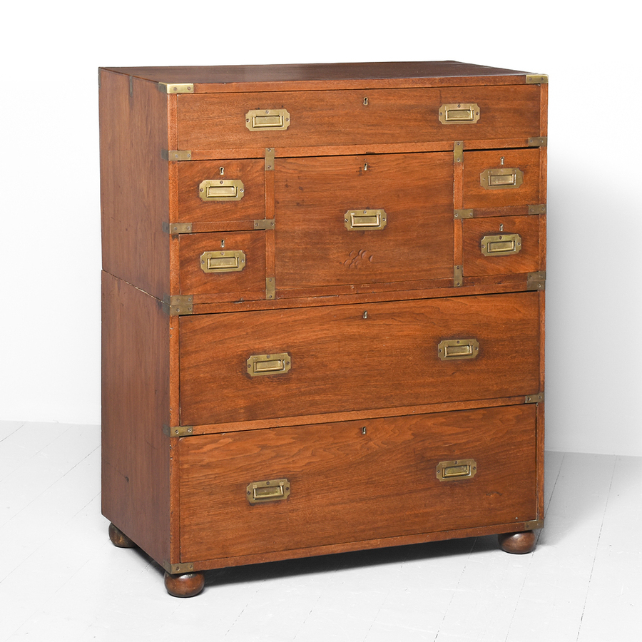Military Two-Part Secretaire Chest