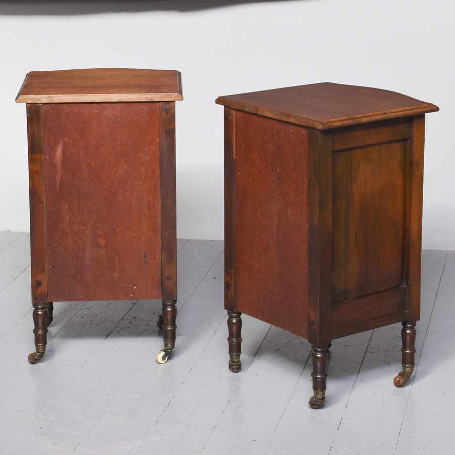Antique Pair of Late Victorian Mahogany Bowfront Small Chests/ Bedside Lockers