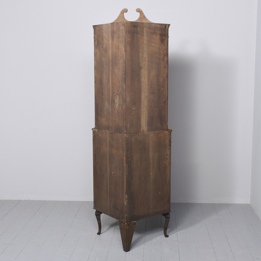 Antique Quality Late Victorian Inlaid Mahogany Sheraton-Style Two-Part Astragal Glazed Corner Cupboard