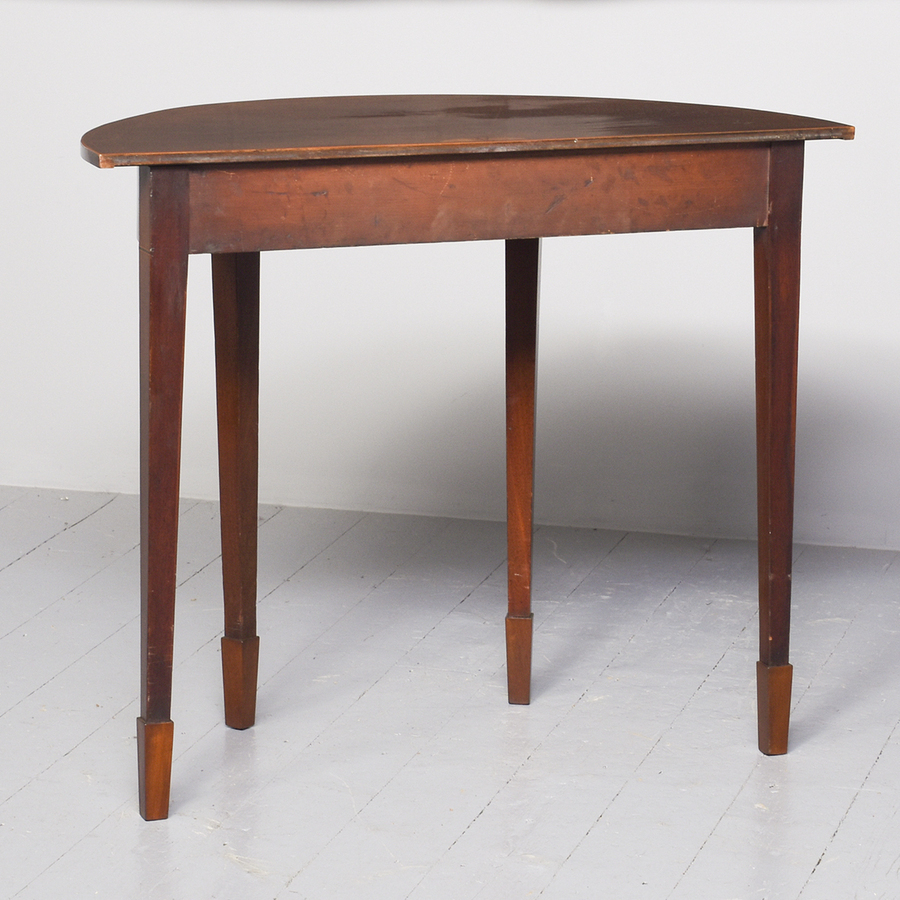 Antique Mahogany Inlaid Demi-Lune Side Table
