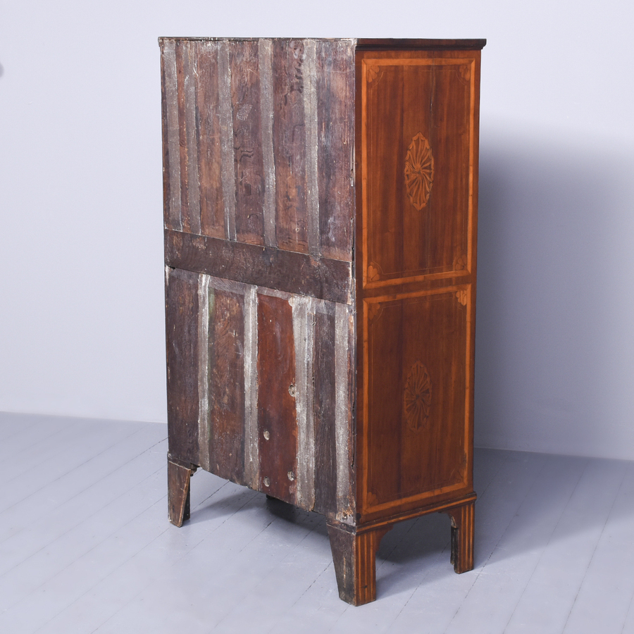 Antique Attractive Dutch Tall, Inlaid Mahogany Chest of Drawers