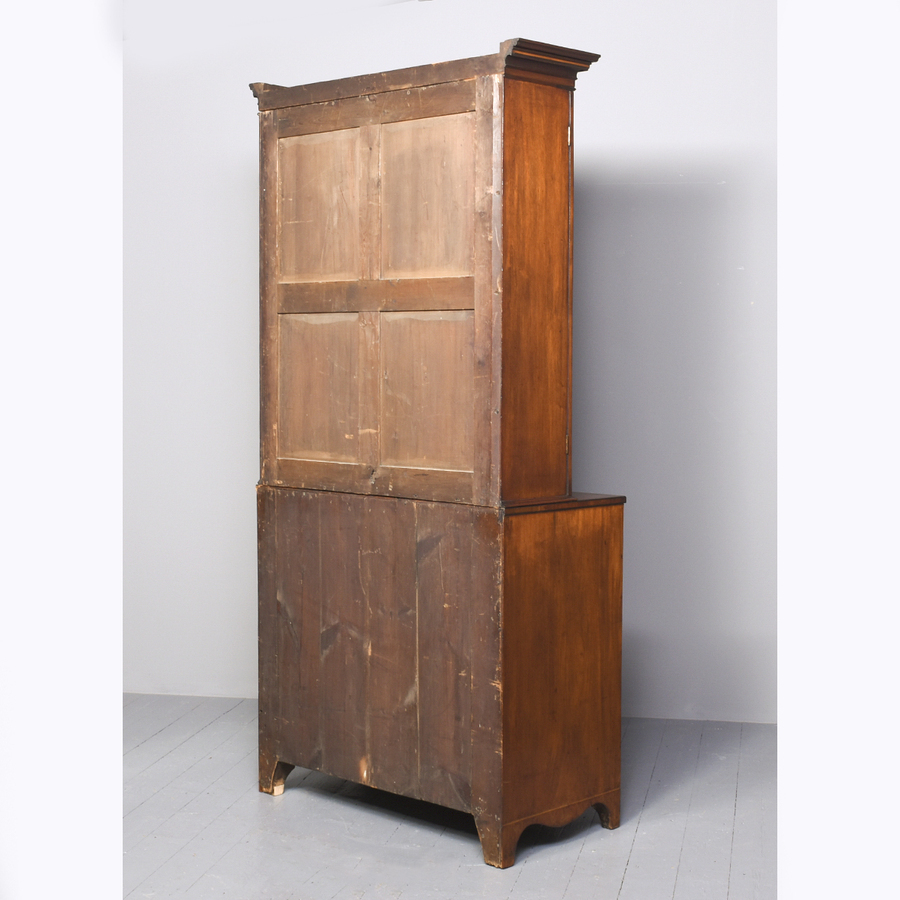 Antique George III Inlaid Mahogany Secretaire Bookcase in Original Condition