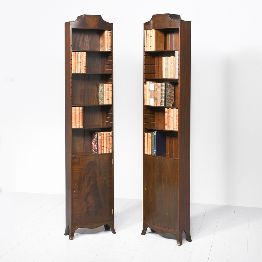 Antique Pair of Open Mahogany Bookcases