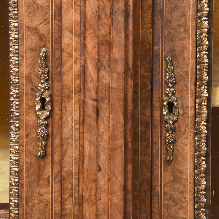 Antique Magnificent Three Door Victorian Fine Burr Walnut Cabinet of Exhibition Quality