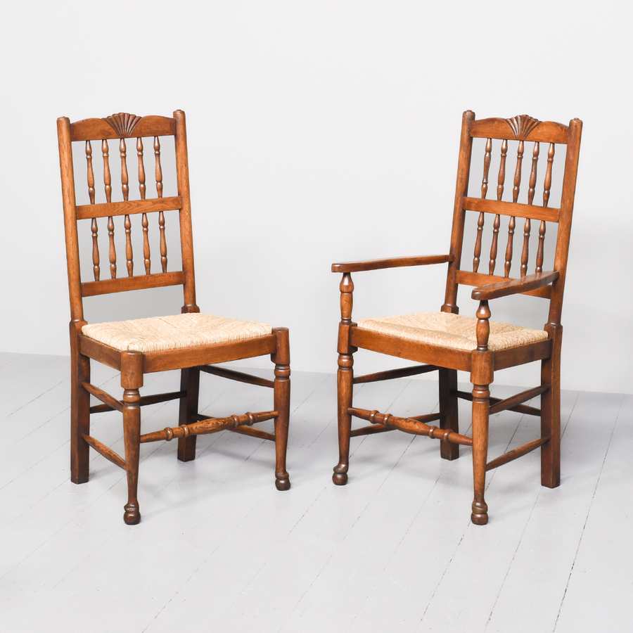 Set of Quality Oak Country Style Dining Chairs