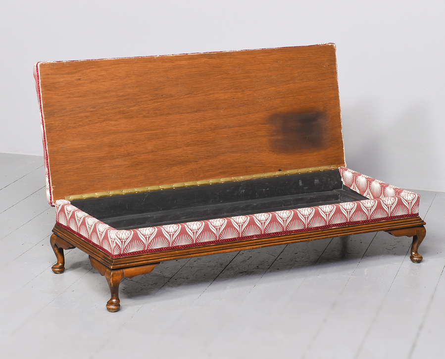 Antique Large Edwardian Upholstered Mahogany Ottoman Stool