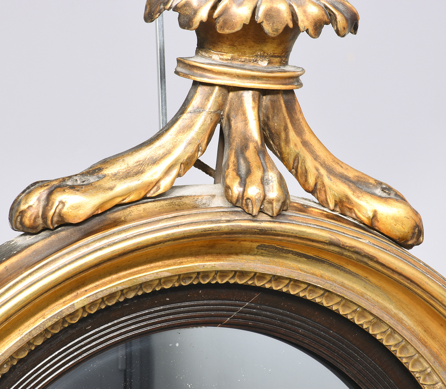 Antique Regency Gilded Convex Wall Mirror