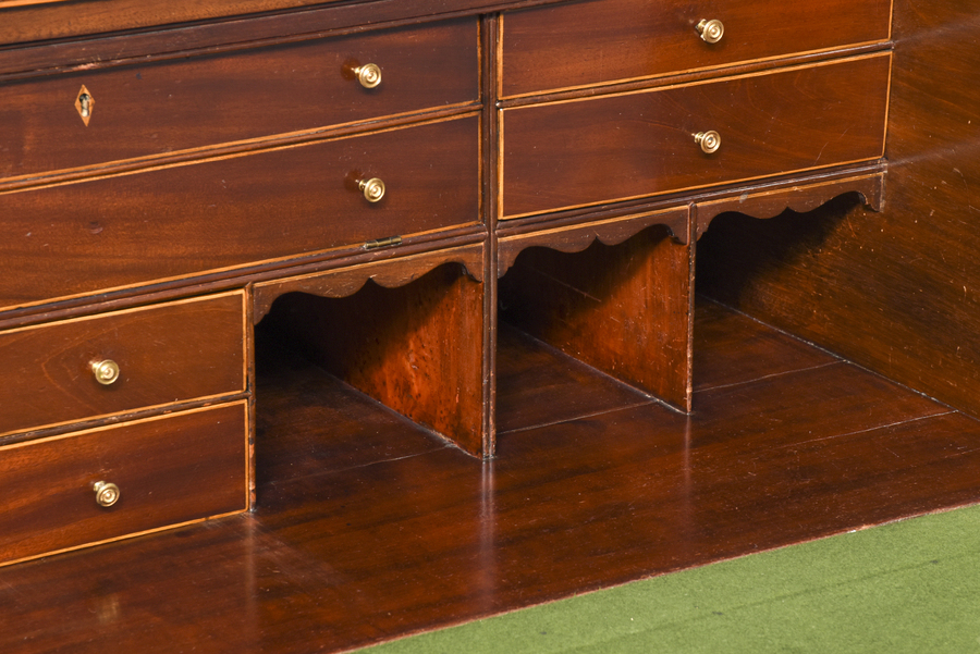 Antique George III Inlaid Mahogany Secretaire Bookcase in Pristine Original Condition