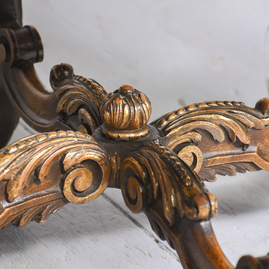 Antique Restoration Period Style Carved and Gilded Stool