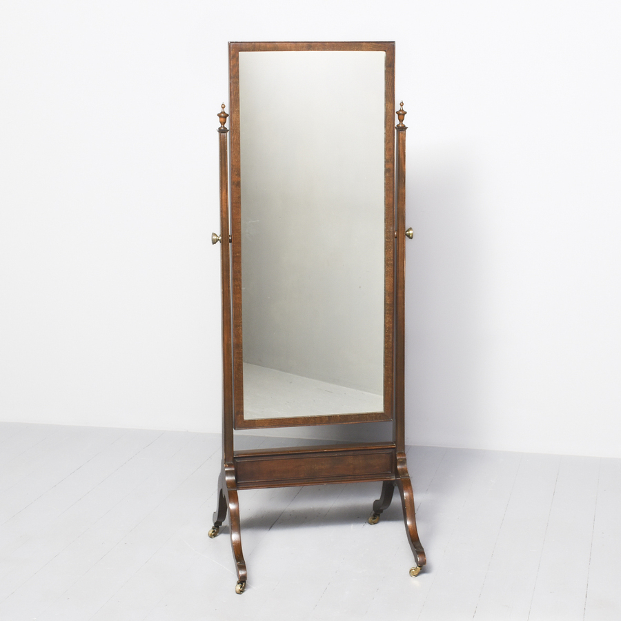 Antique Elegant Georgian-Style Mahogany Cheval Mirror