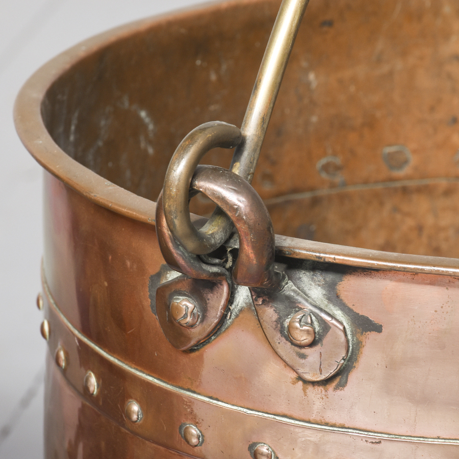 Antique Pair of Copper & Brass Riveted Buckets
