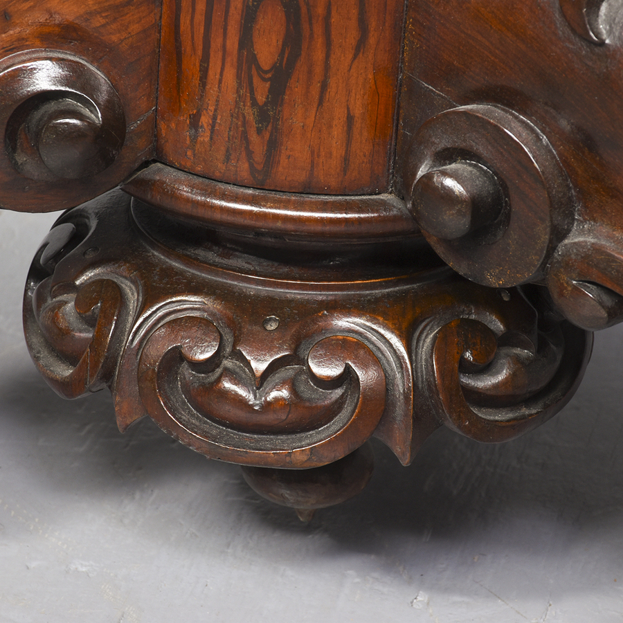 Antique Mid Victorian Floral Marquetry Walnut & Rosewood Circular Breakfast Table