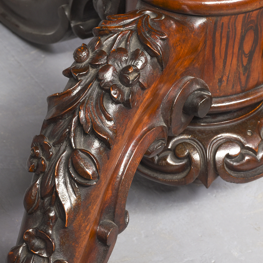 Antique Mid Victorian Floral Marquetry Walnut & Rosewood Circular Breakfast Table