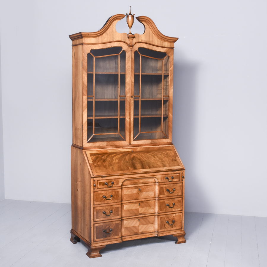 Quality George III Style Figured Mahogany Bureau Bookcase