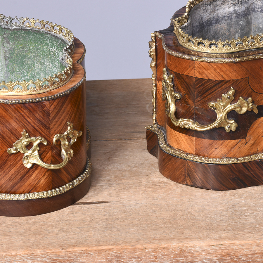 Antique Matched Pair of 19th Century Victorian French Kingwood Jardinière’s