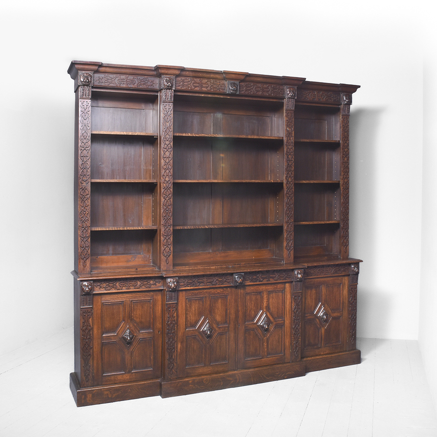 Carved Oak Cabinet Bookcase