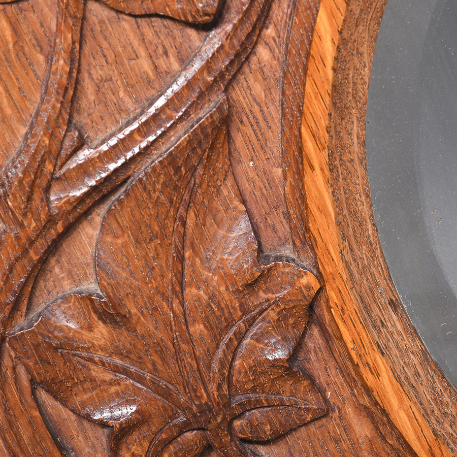 Antique Carved Oak Octagonal Mirror