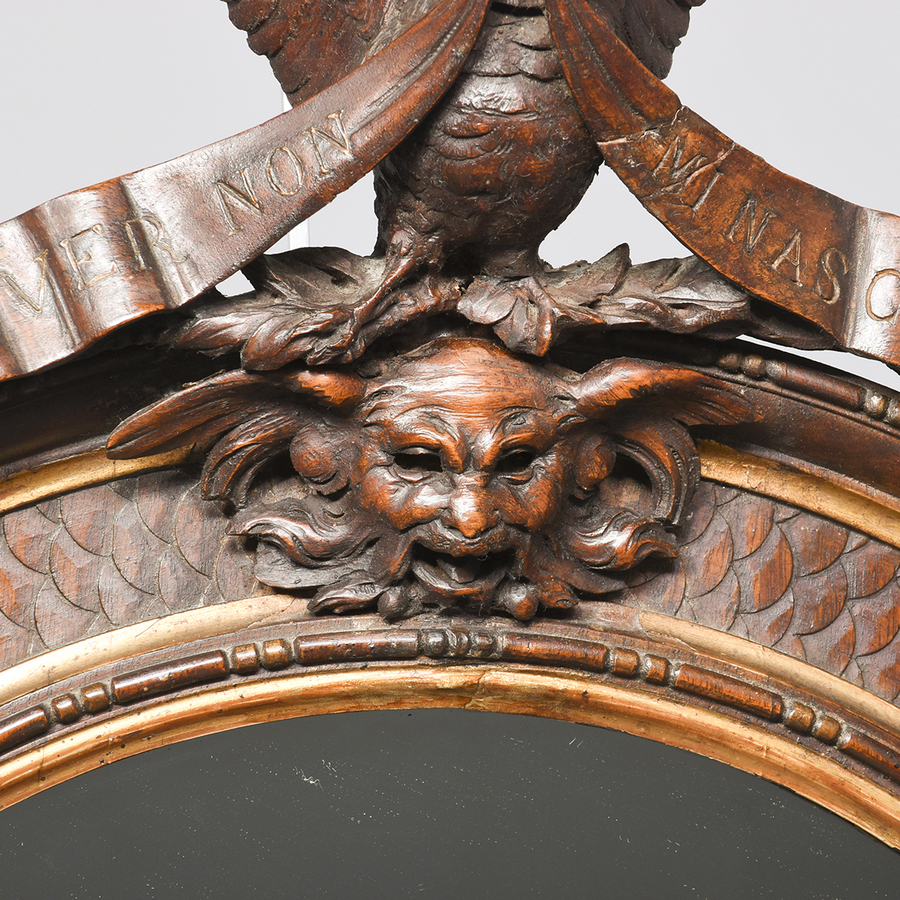 Antique Elegant Arched Carved Wooden Mirror 