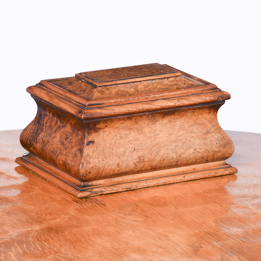 Exceptional Quality William IV Sarcophagus Shaped Burr Walnut Tea Caddy