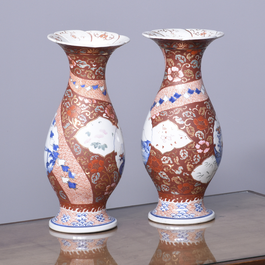 Antique Pair of Meiji Period Imari Vases