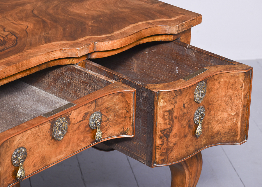 Antique George I Style Figured Walnut Side Table or Desk