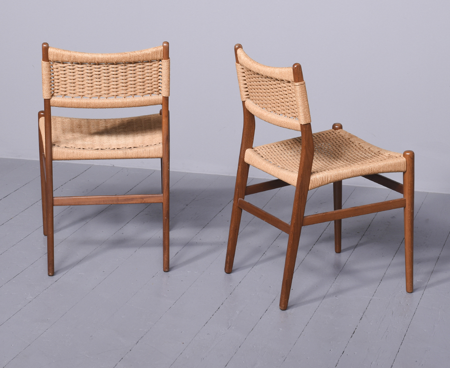 Antique Pair of Retro Mahogany & Rattan Side Chairs