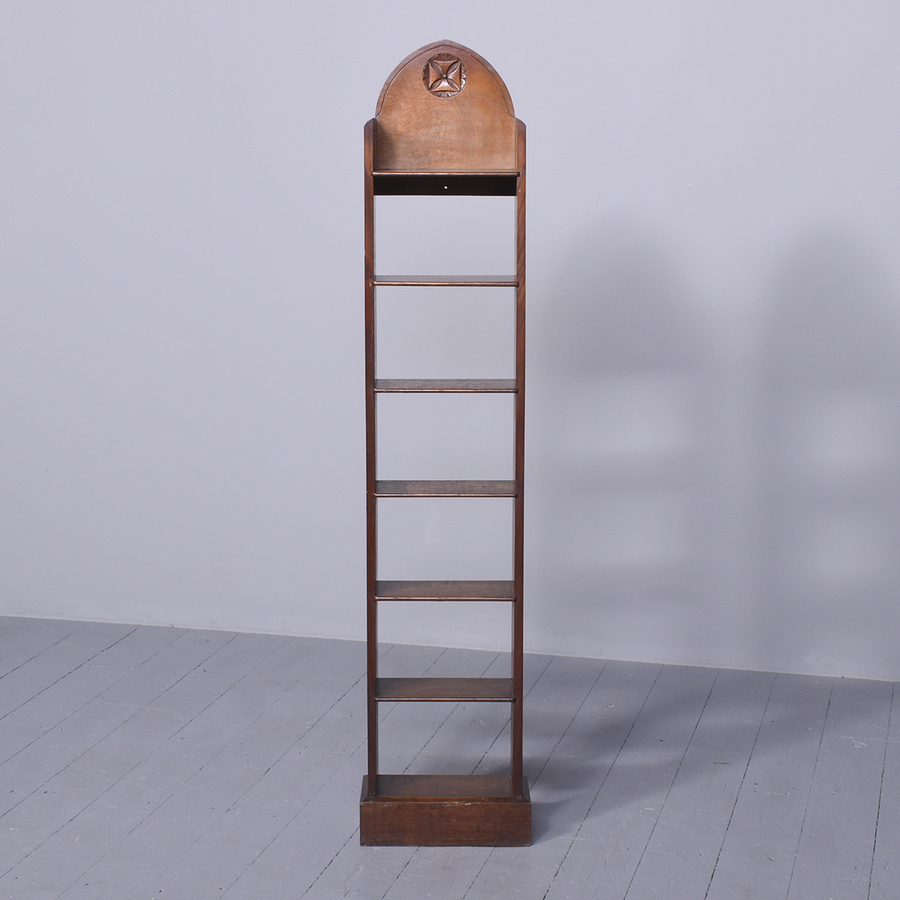 Antique Tall Narrow Oak Bookcase