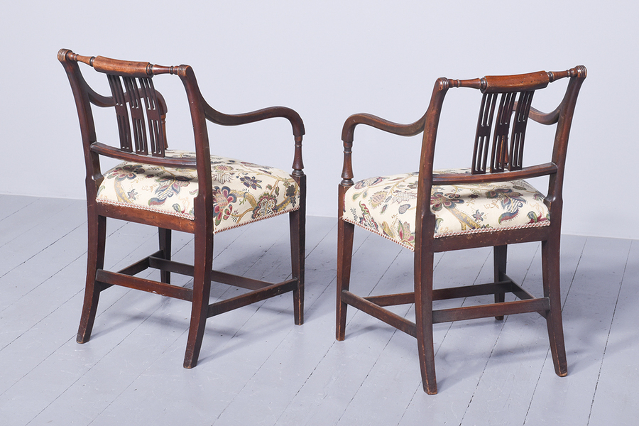 Antique Set of Six Inlaid Mahogany Regency Dining Chairs