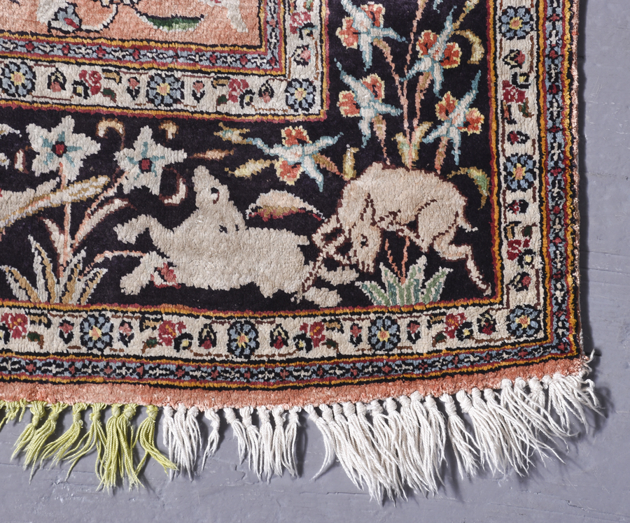 Antique Kashmiri Rug with Birds & Animals