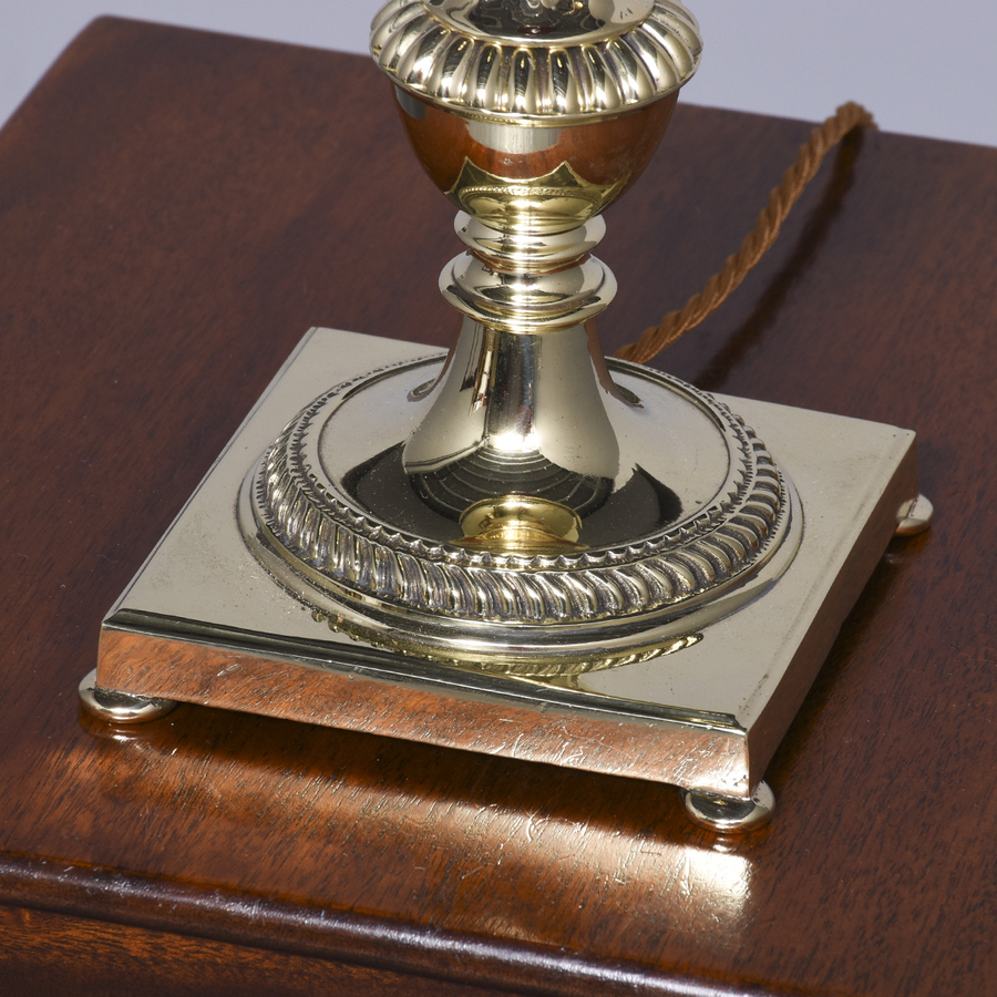 Antique Victorian Cast Brass and Ruby Glass Oil Lamp Converted to an Electrical Lamp