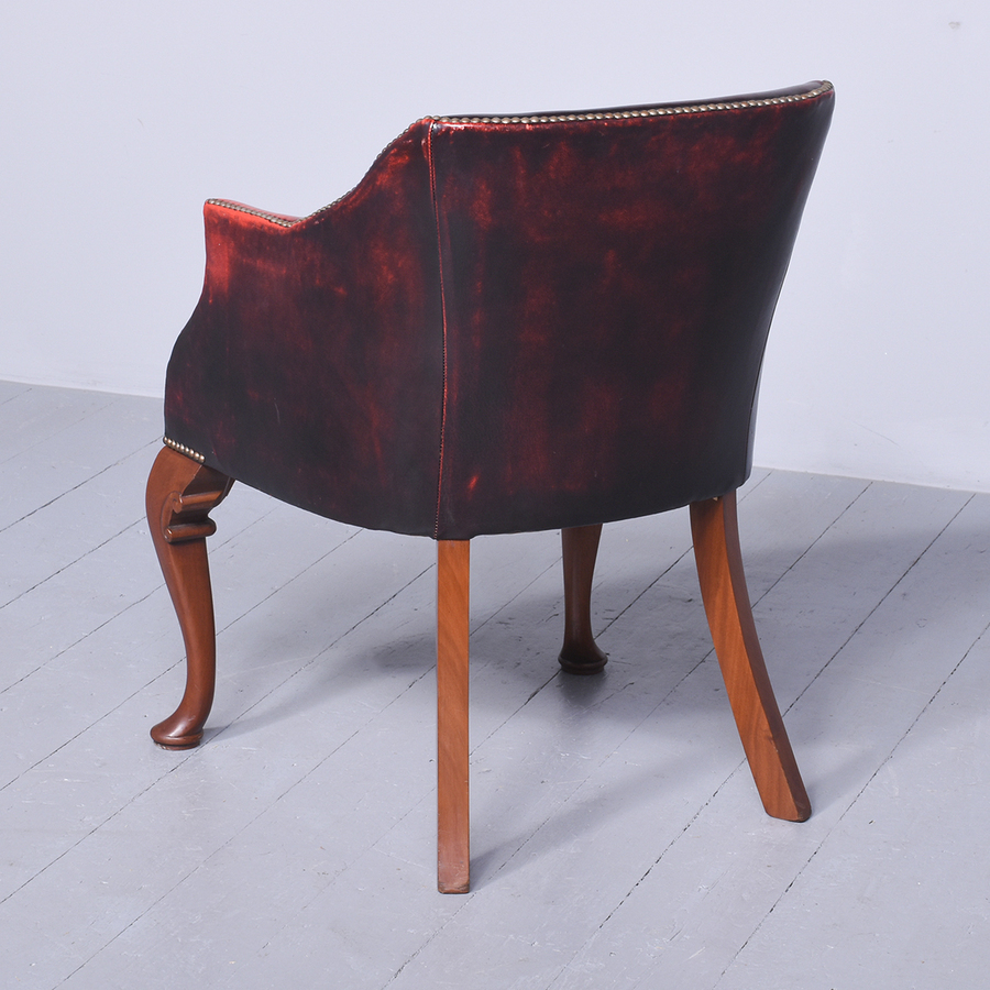 Antique George II Style Leather Upholstered Mahogany Armchair