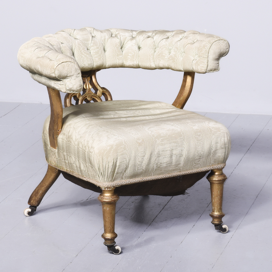 Victorian Gilded and Upholstered Easy Chair