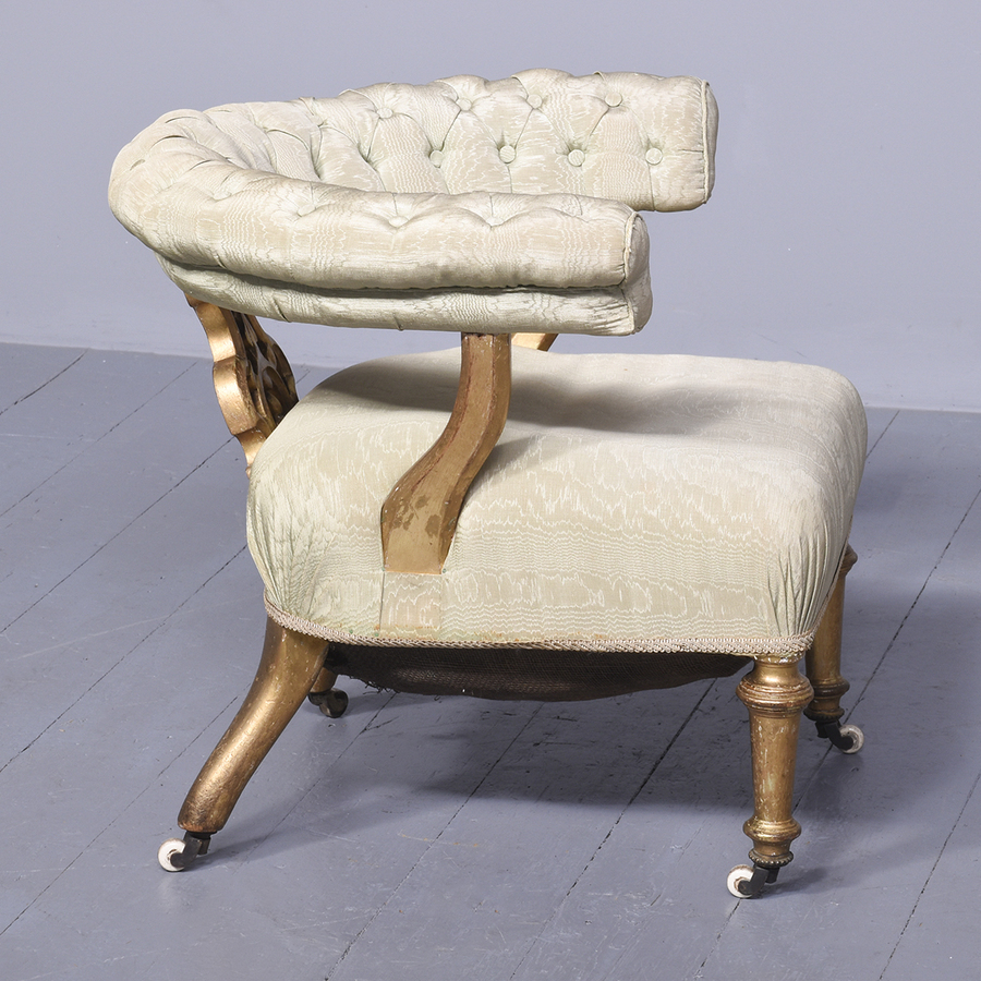 Antique Victorian Gilded and Upholstered Easy Chair
