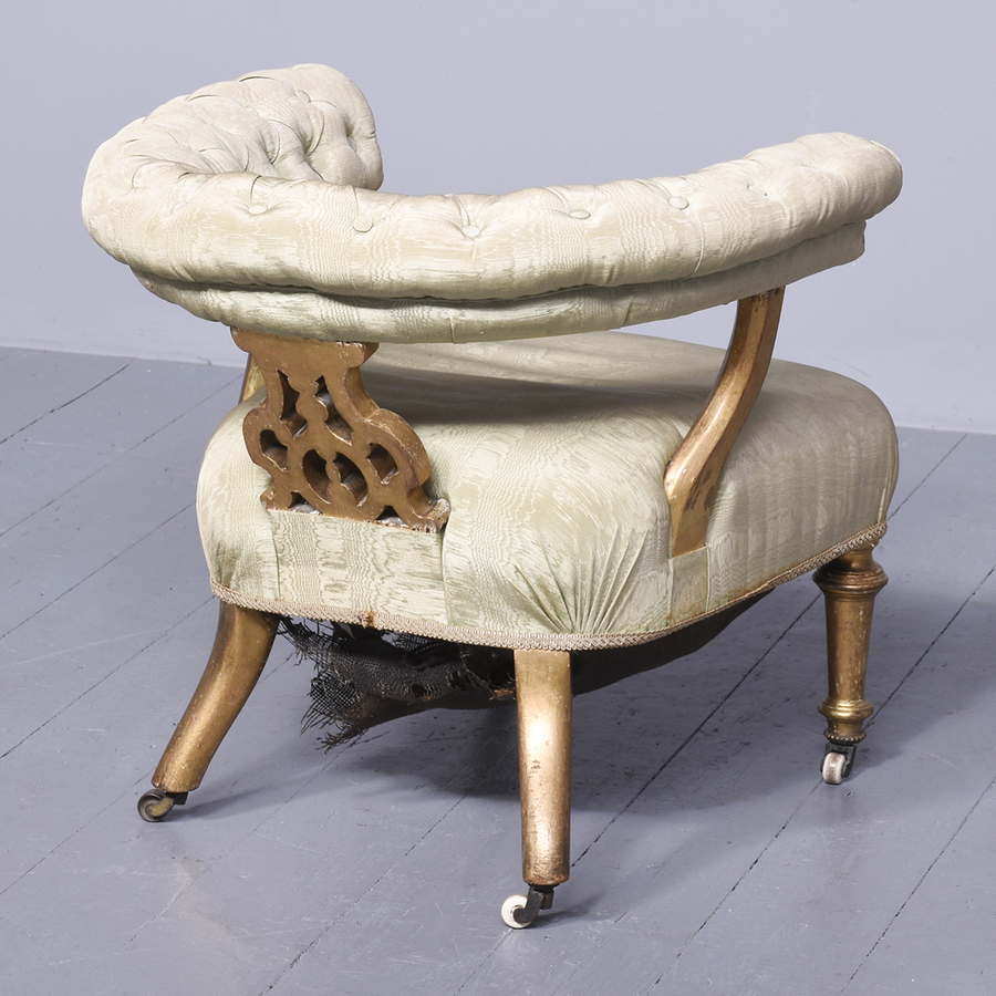 Antique Victorian Gilded and Upholstered Easy Chair