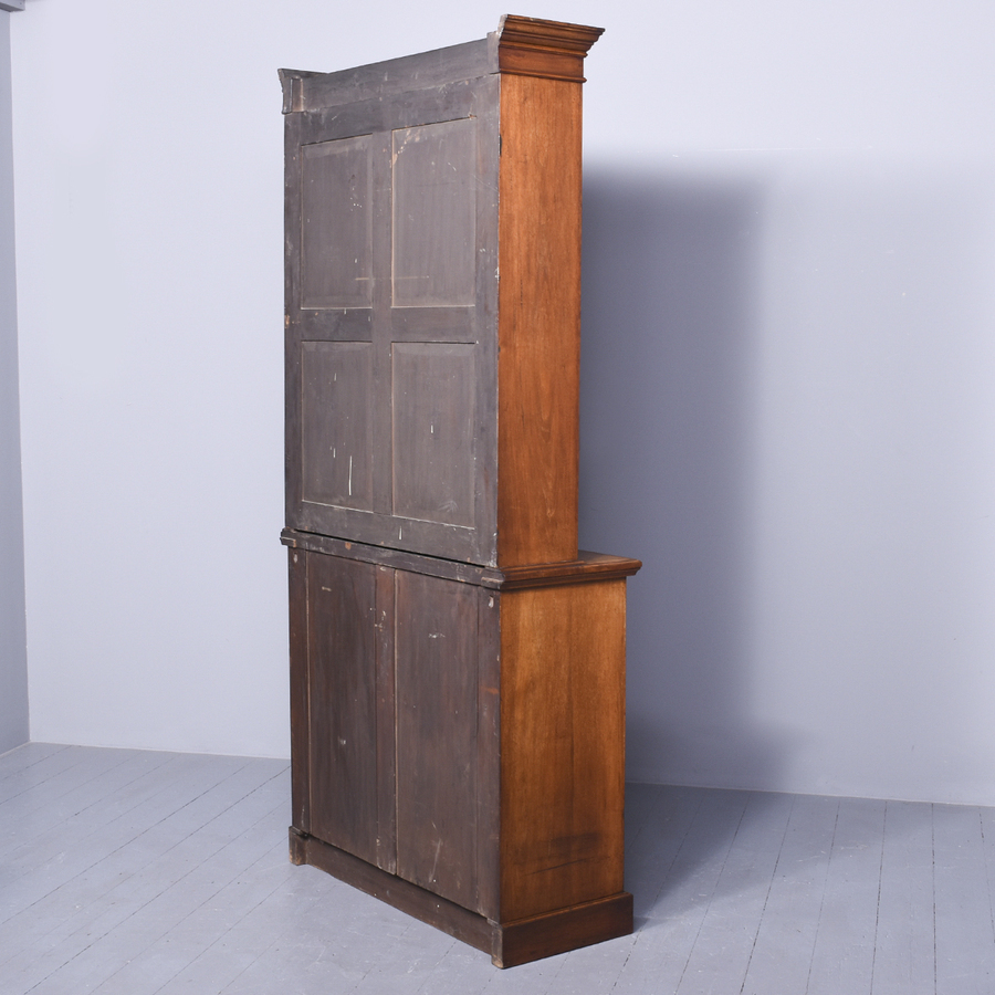 Antique Late Victorian Quality Two-Part Walnut Open Bookcase 
