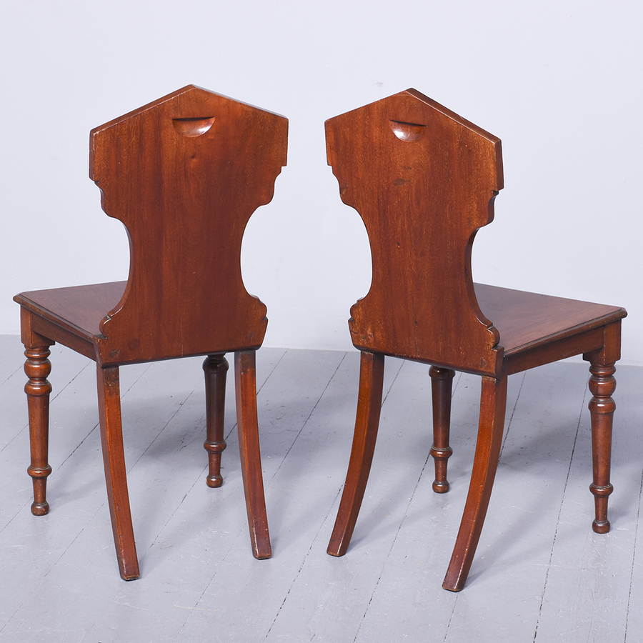 Antique Pair of George IV Mahogany Hall Chairs