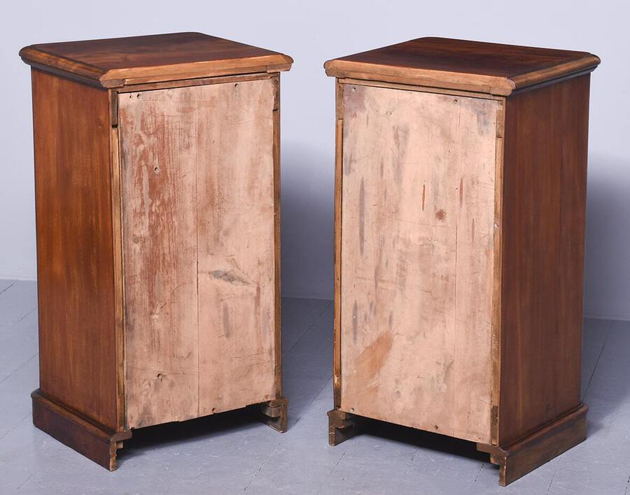 Antique Pair of Neat-Sized Victorian Figured Mahogany Chest of Drawers
