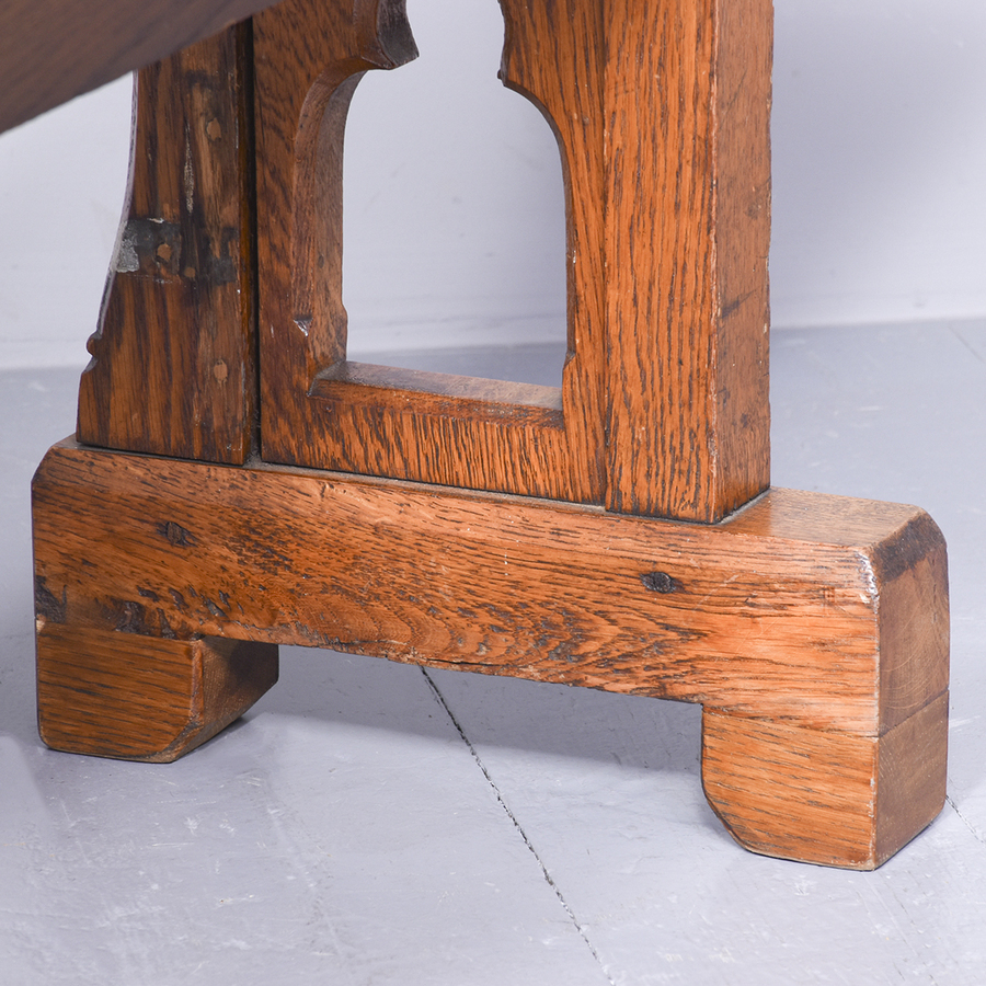 Antique Pair of Arts and Crafts Influenced Figured Oak Benches
