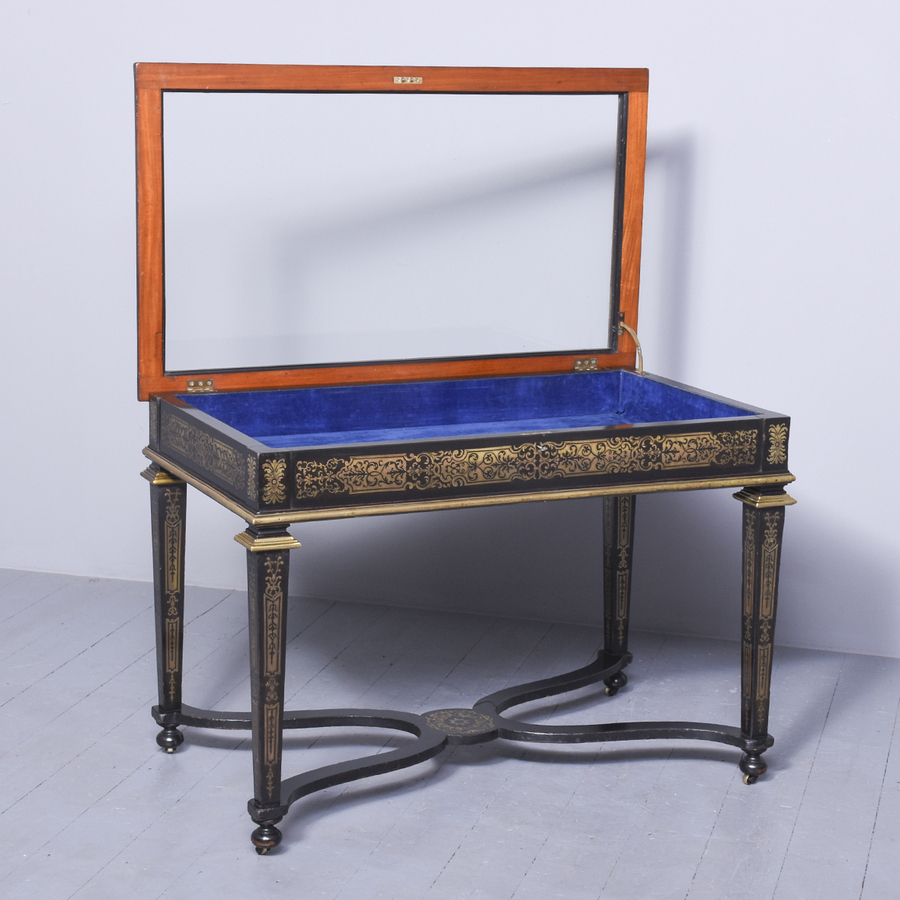 Antique Brass Inlaid Display/Bijouterie Table