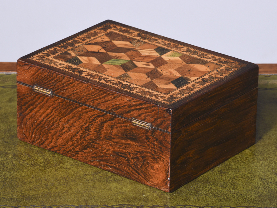 Antique Tumbridge Ware Inlaid Sewing Box