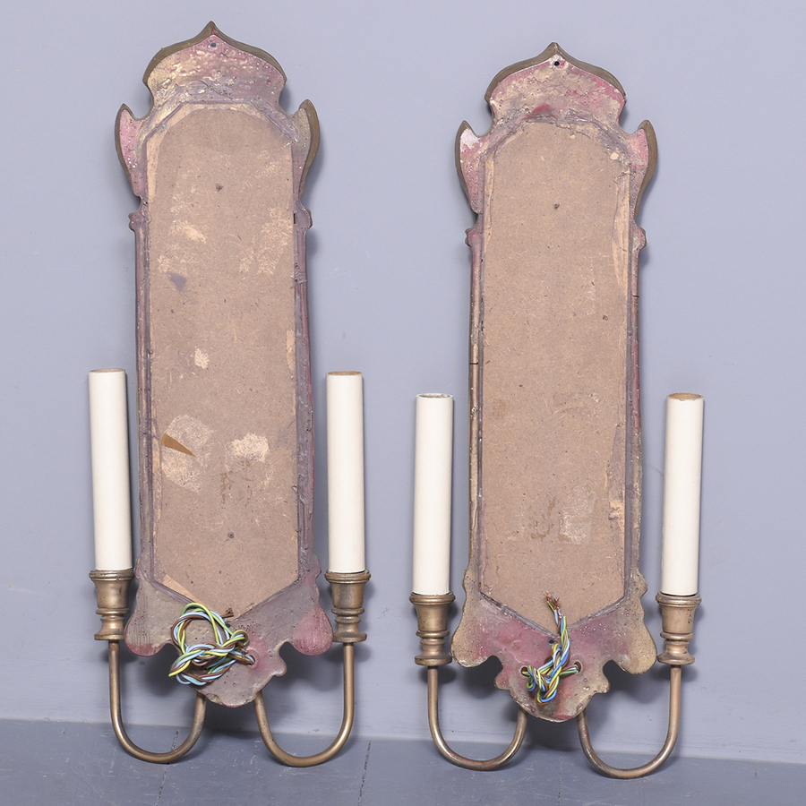 Antique Pair of Georgian Style Mirrored Wall Sconces