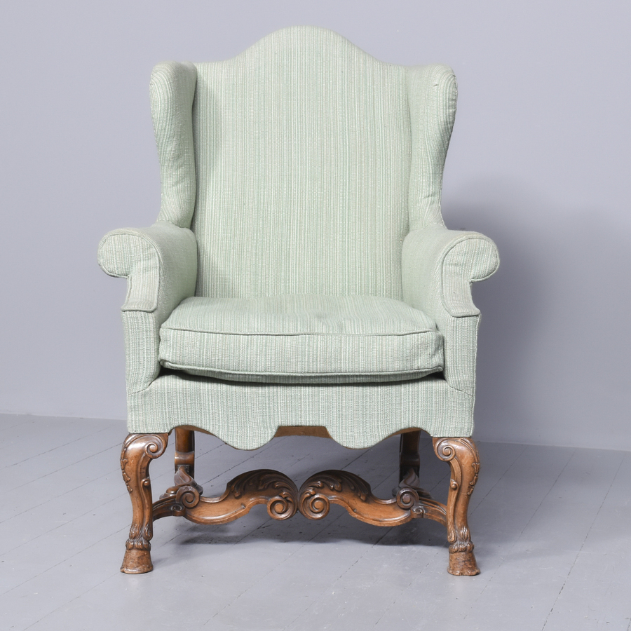 Antique Georgian Style Walnut Wing Chair