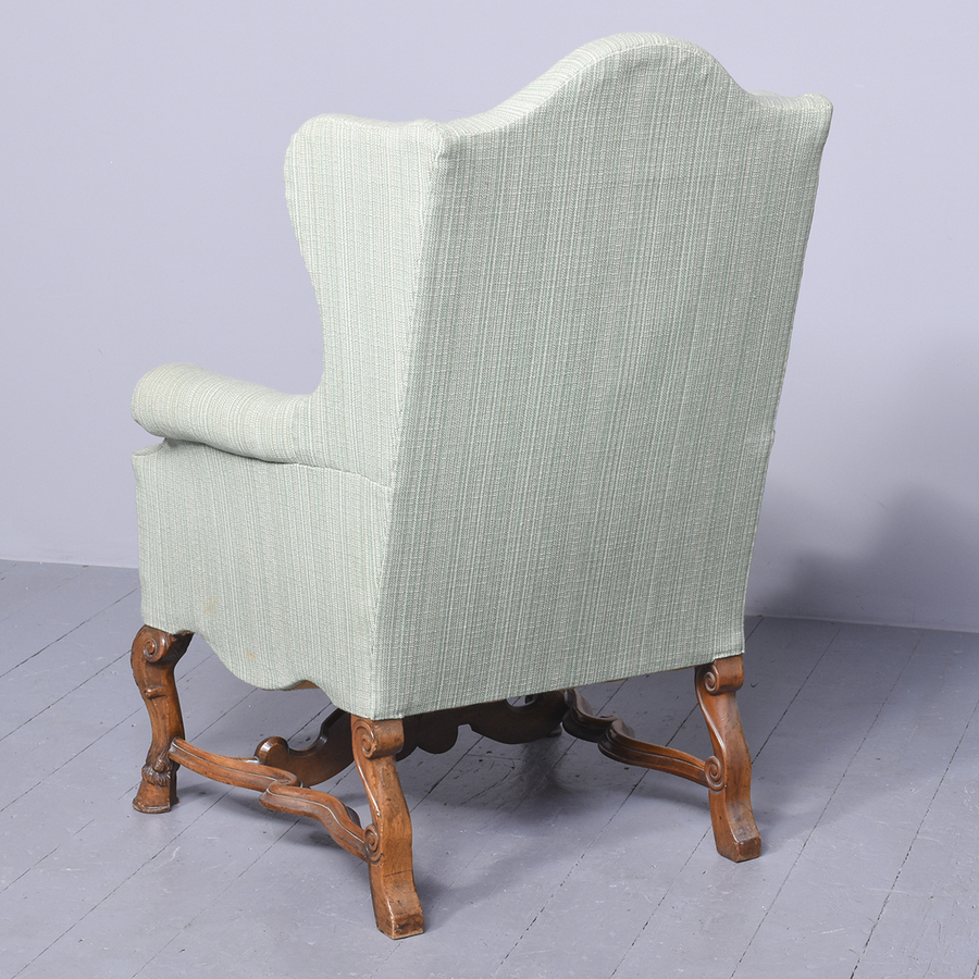 Antique Georgian Style Walnut Wing Chair