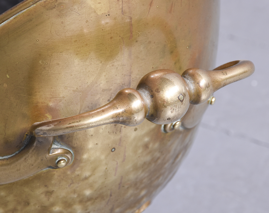 Antique Brass Helmut Shaped Coal Bucket