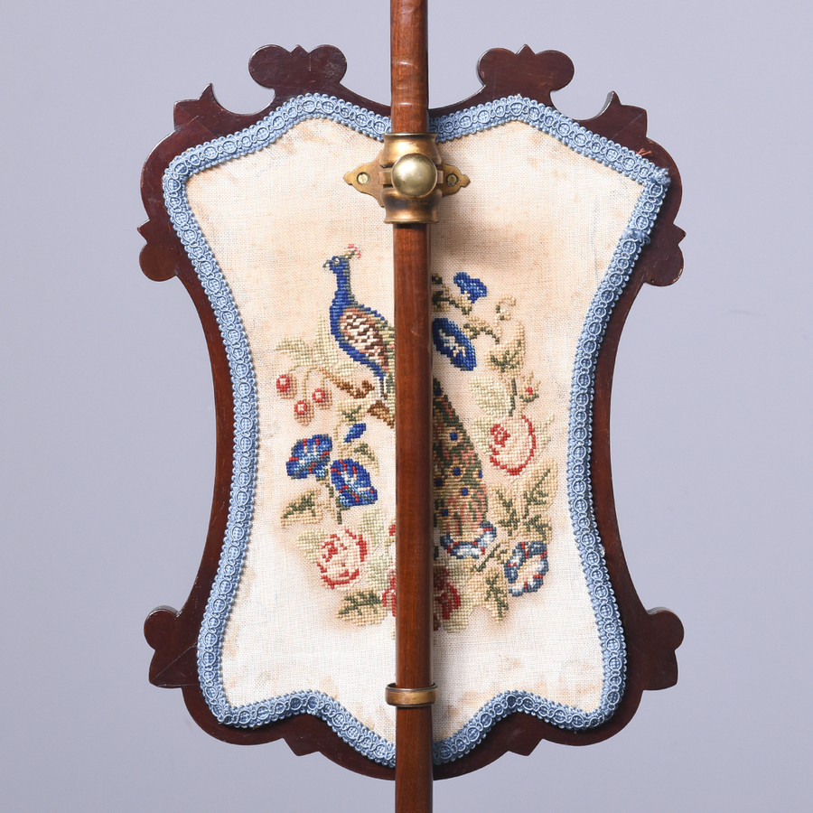 Antique Victorian Mahogany Pole Screen