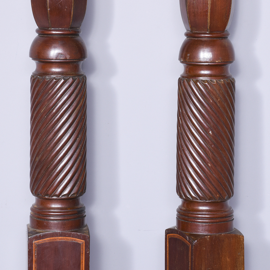 Antique Pair of George III Inlaid Mahogany Bed Posts