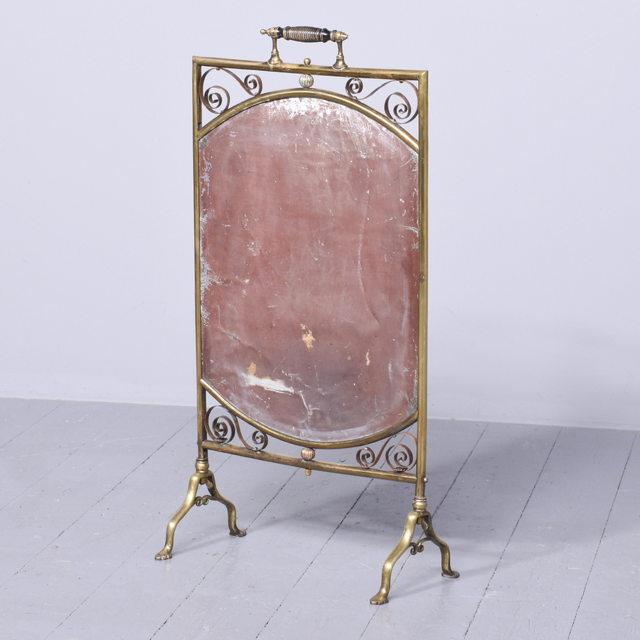 Antique Quality Victorian Brass and Mirrored Fire Screen