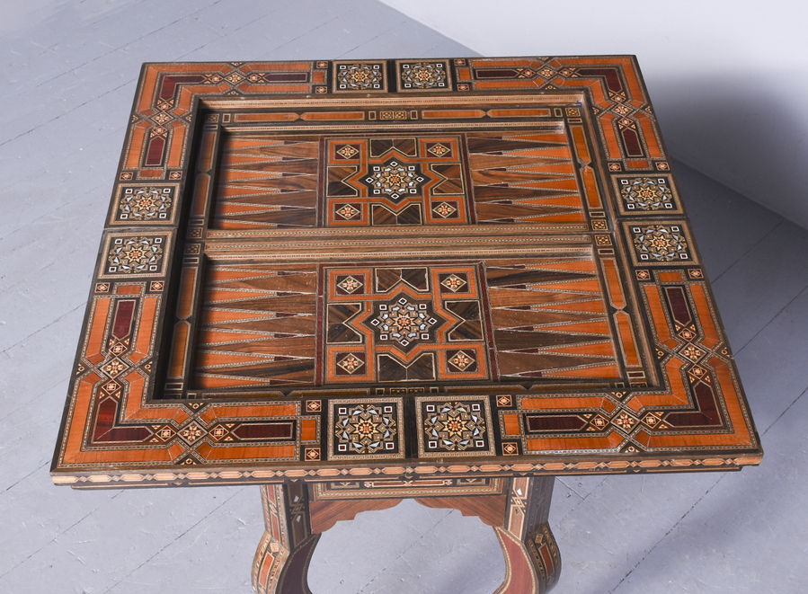 Antique Profusely Inlaid Syrian Games Table