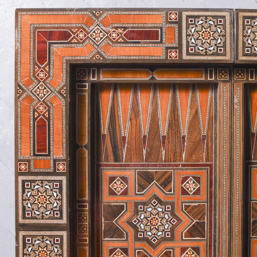 Antique Profusely Inlaid Syrian Games Table